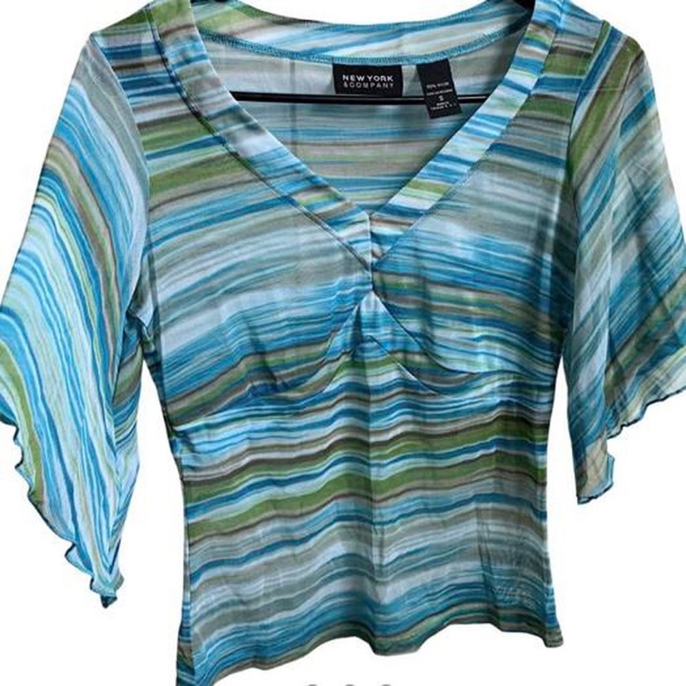 New York and Company green and blue top.